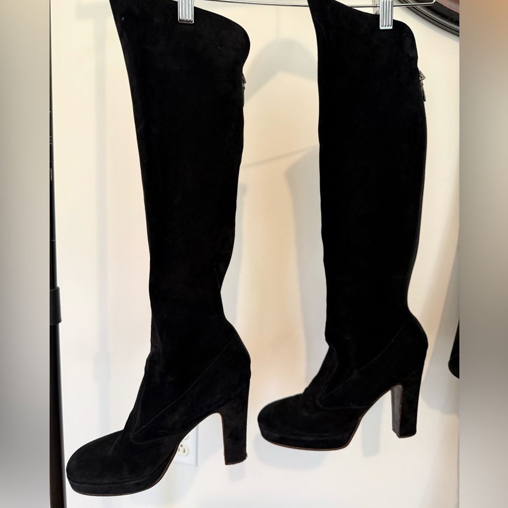 Suede Leather Black Parisiennes Style Vintage Tres Chic Like New